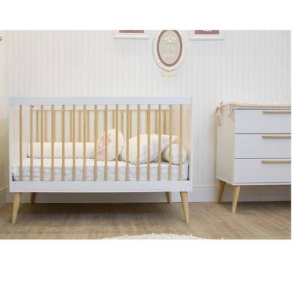 Imagem de Conjunto Berço de Bebê e Cômoda Infantil 3 gavetas Retrô - Quater