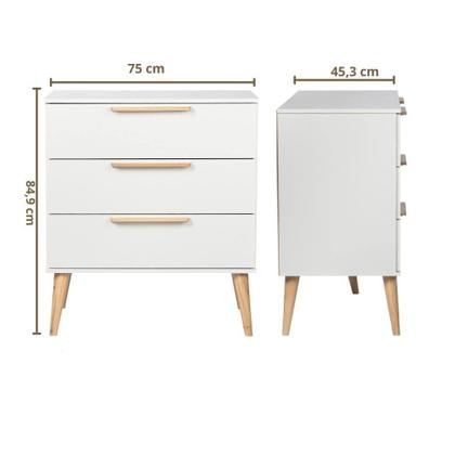 Imagem de Conjunto Berço de Bebê e Cômoda Infantil 3 gavetas Retrô - Quater