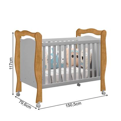 Imagem de Conjunto Berço Mini Cama Alvin e Roupeiro Jujuba Nature / Cinza