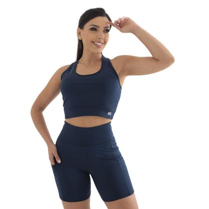Imagem de Conjunto Bermuda Feminino Celular Exercício Funcional Academia Blackout