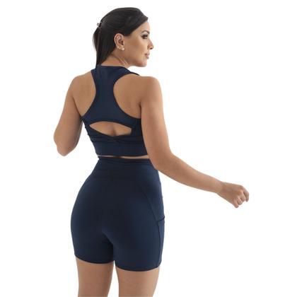 Imagem de Conjunto Bermuda Feminino Celular Exercício Funcional Academia Blackout