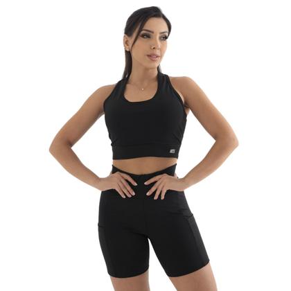 Imagem de Conjunto Bermuda Feminino Celular Exercício Funcional Academia Blackout