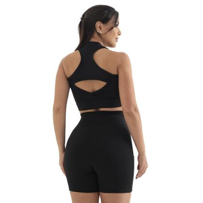 Imagem de Conjunto Bermuda Feminino Celular Exercício Funcional Academia Blackout