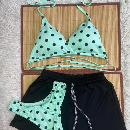 Imagem de Conjunto Biquíni Bolinhas em Tecido Suplex com Short