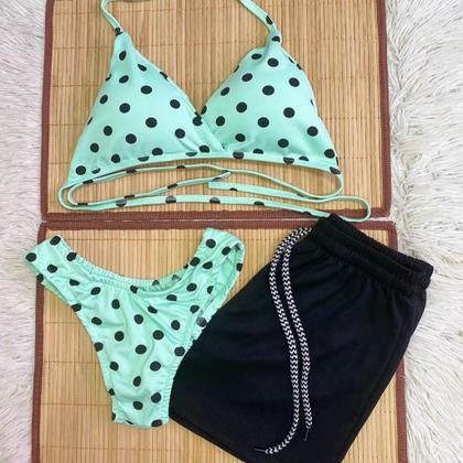Imagem de Conjunto Biquíni Bolinhas em Tecido Suplex com Short