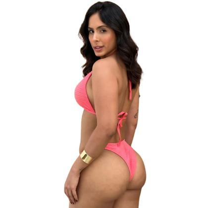 Imagem de Conjunto Biquíni com Bojo de Amarração Fio Dental com Detalhe de Argola