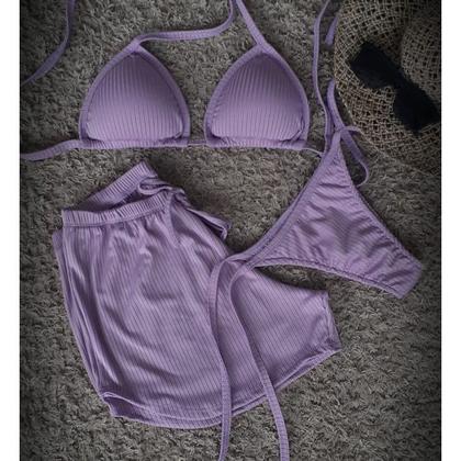 Imagem de Conjunto biquini e shortinho canelado