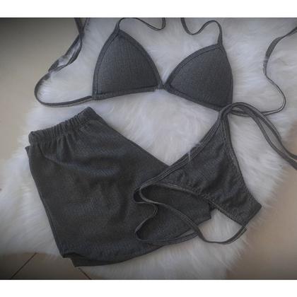 Imagem de Conjunto biquini e shortinho canelado