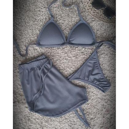 Imagem de Conjunto biquini e shortinho canelado
