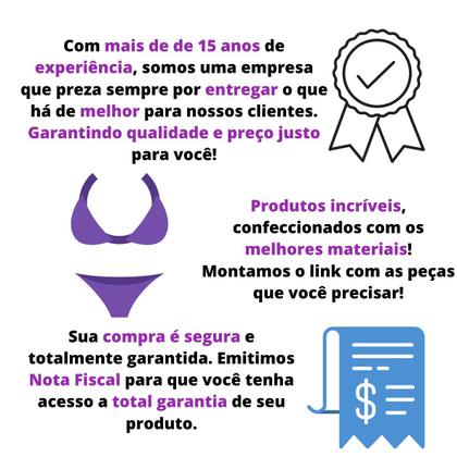 Imagem de Conjunto biquíni feminino plus size com bojo sustentação calcinha lateral larga P ao 54