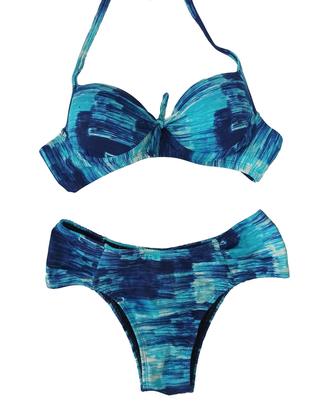 Imagem de Conjunto biquíni feminino plus size com bojo sustentação calcinha lateral larga P ao 54