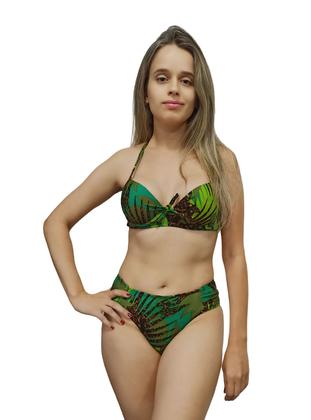 Imagem de Conjunto biquíni feminino plus size com bojo sustentação calcinha lateral larga P ao 54