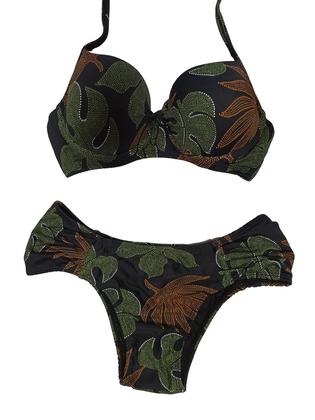Imagem de Conjunto biquíni feminino plus size com bojo sustentação calcinha lateral larga P ao 54