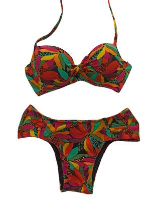 Imagem de Conjunto biquíni feminino plus size com bojo sustentação calcinha lateral larga P ao 54