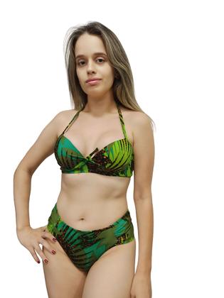Imagem de Conjunto biquíni feminino plus size com bojo sustentação calcinha lateral larga P ao 54