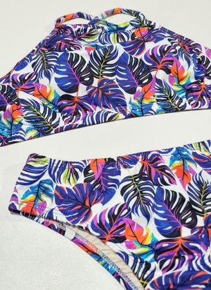 Imagem de Conjunto Biquíni Infantil Juvenil estampado cropped cruzado calcinha basica