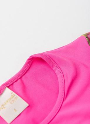 Imagem de Conjunto Biquíni Infantil Menina Rosa Blusa Manga Longa e Calcinha Capivara