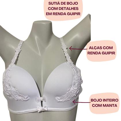 Imagem de Conjunto Biscuit Sutiã De Bojo Calcinha Fio Com Renda Guippir