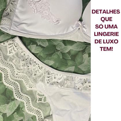 Imagem de Conjunto Biscuit Sutiã De Bojo Calcinha Fio Com Renda Guippir