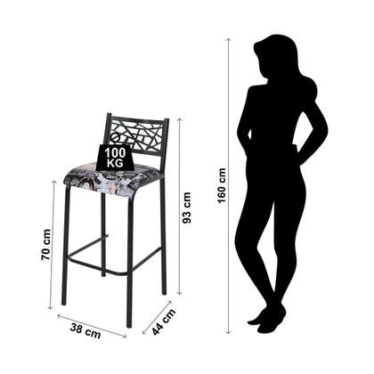 Imagem de Conjunto bistro ciplafe dani 2 banquetas alta tubo preto fosco com tampo madeira amendoa 0,65m redondo