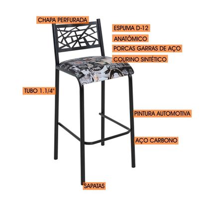 Imagem de Conjunto Bistrô Dani 2 Banquetas e Mesa Tampo BP Redondo