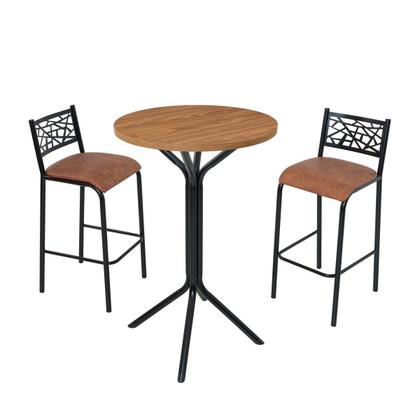 Imagem de Conjunto Bistrô Dani 2 Banquetas e Mesa Tampo Bp Redondo