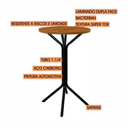 Imagem de Conjunto Bistrô Dani 2 Banquetas e Mesa Tampo Bp Redondo