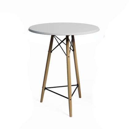 Imagem de Conjunto Bistrô Eames Eiffel Mesa Branca Com 2 Banquetas Amarelas De Madeira - Cor: Branco