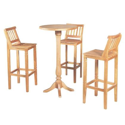 Imagem de Conjunto Bistrô Mesa Com 3 Banquetas Confort Ripada Natural - Marrom