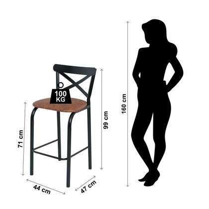 Imagem de Conjunto Bistrô Tampo 0,65m Redondo com 2 Banquetas Tubo Paris