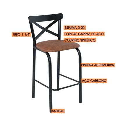 Imagem de Conjunto Bistrô Tampo 0,65m Redondo com 2 Banquetas Tubo Paris