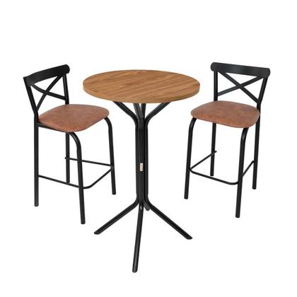 Imagem de Conjunto Bistrô Tampo 0,65m Redondo com 2 Banquetas Tubo Paris