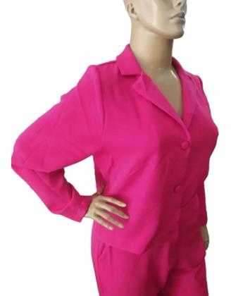 Imagem de Conjunto blazer plus size e calça pink  tam 48/50