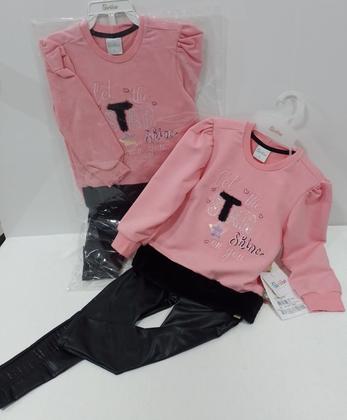 Imagem de Conjunto Blusa Bordada + Calça Cirre Menina Paraiso Rf 13179