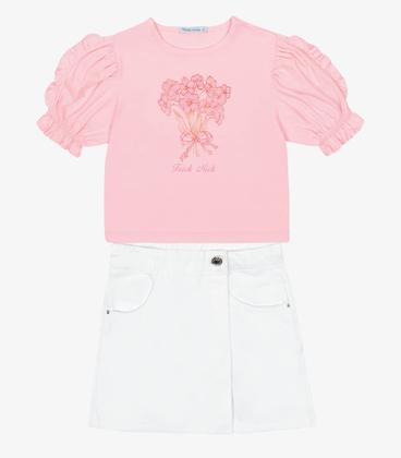 Imagem de Conjunto Blusa Com Shorts Saia Sarja Trick Nick Branco