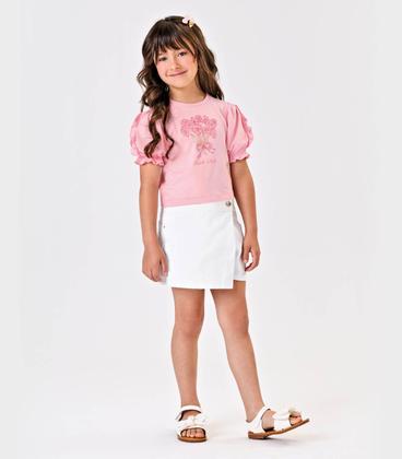 Imagem de Conjunto Blusa Com Shorts Saia Sarja Trick Nick Branco