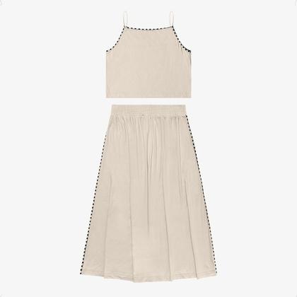 Imagem de Conjunto Blusa De Alça Saia Midi Cós Elástico Look Elegante