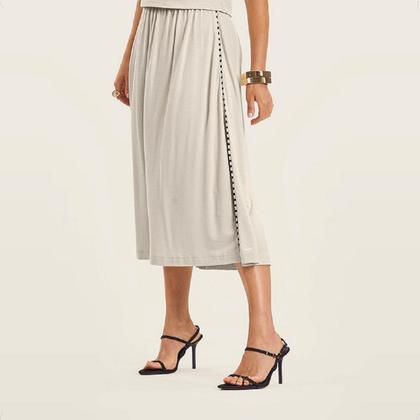 Imagem de Conjunto Blusa De Alça Saia Midi Cós Elástico Look Elegante