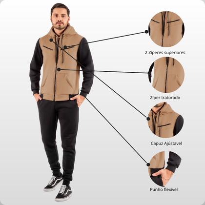 Imagem de Conjunto Blusa de Frio Com Capuz e Ziper + Calça de Moletom