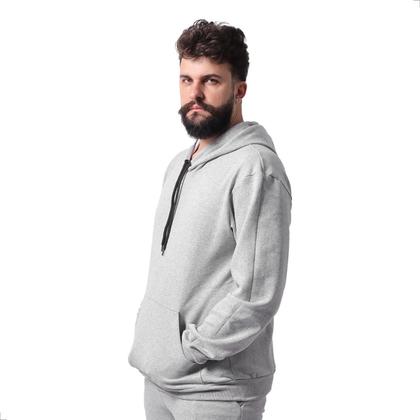 Imagem de Conjunto Blusa e Calça Moletom Masculino Canguru Adulto Frio Algodão Tecido Quente Inverno