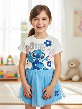 Imagem de Conjunto Blusa e Saia Shorts Stitch Dançando Momi