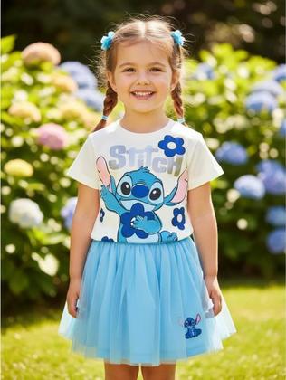 Imagem de Conjunto Blusa e Saia Shorts Stitch Dançando Momi