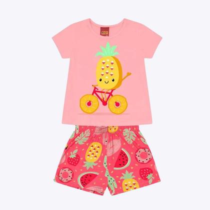 Imagem de Conjunto Blusa e Shorts Abacaxi Infantil Feminino Kyly 1000207