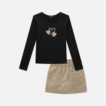 Imagem de Conjunto Blusa em Cotton com Shorts-Saia em Veludo Cotelê Infantil Menina Infanti 80573