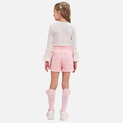 Imagem de Conjunto Blusa em Cotton e Shorts-Saia em Malha Twill Infantil Menina Infanti 79810