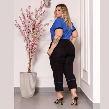 Imagem de Conjunto Blusa Manga Curta E Calça Capri Plus Size Verão