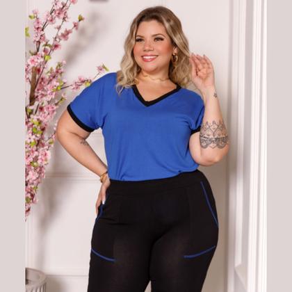 Imagem de Conjunto Blusa Manga Curta E Calça Capri Plus Size Verão