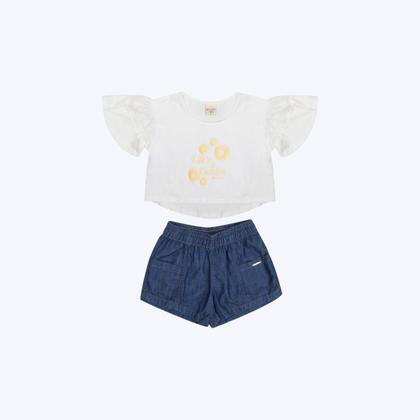 Imagem de Conjunto Blusa Manga Curta e Shorts Jeans Infantil Feminino Have Fun 29649
