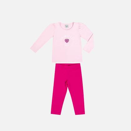 Imagem de Conjunto Blusa Manga Longa E Calça Cotton Infantil Menina Have Fun 29401 Rosa