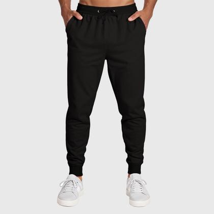 Imagem de Conjunto Blusa Moletom Canguru + Calça Masculina Lisa